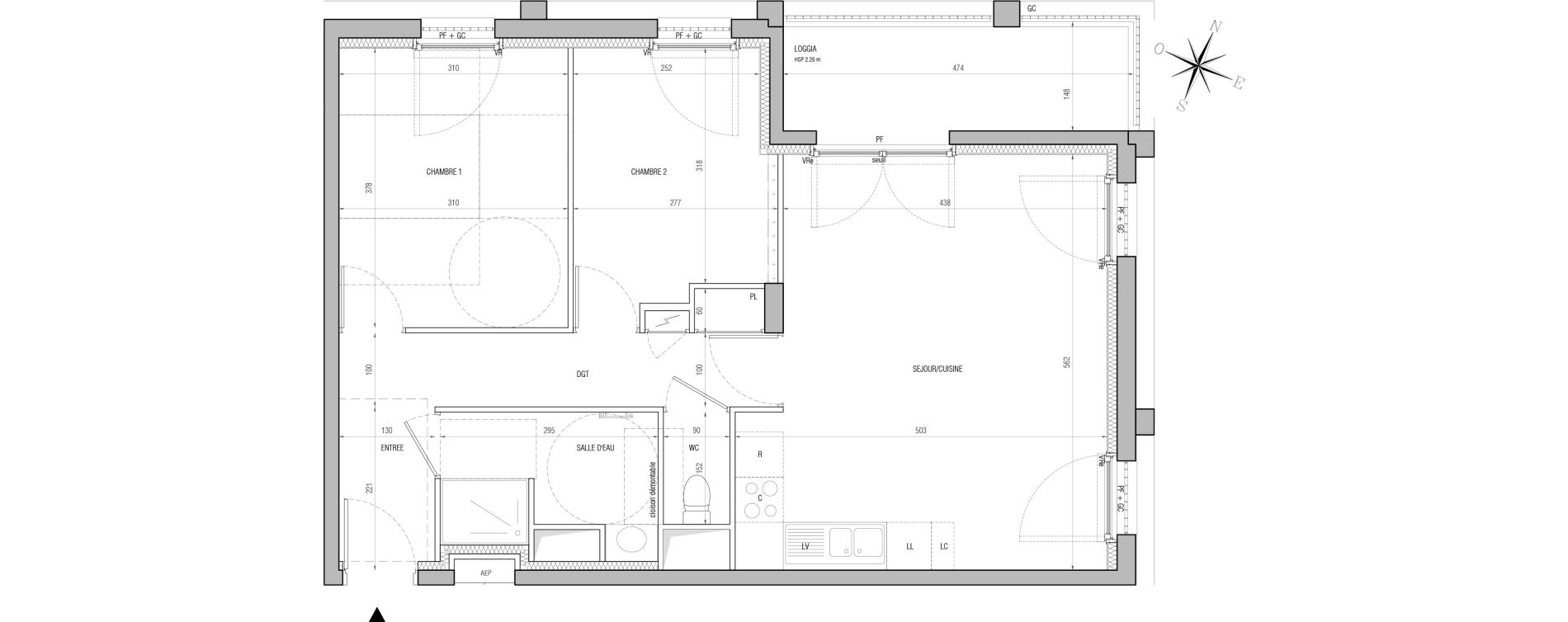 Appartement T3 de 62,74 m2 &agrave; Nantes Ile de nantes