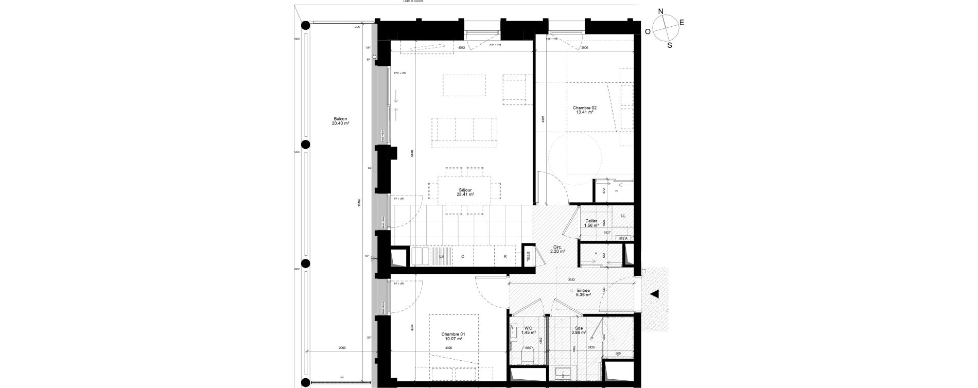 Appartement T3 de 63,34 m2 &agrave; Nantes Barberie