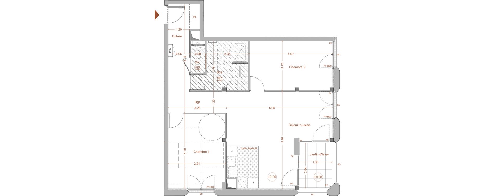 Appartement T3 de 71,50 m2 &agrave; Nantes Mellinet