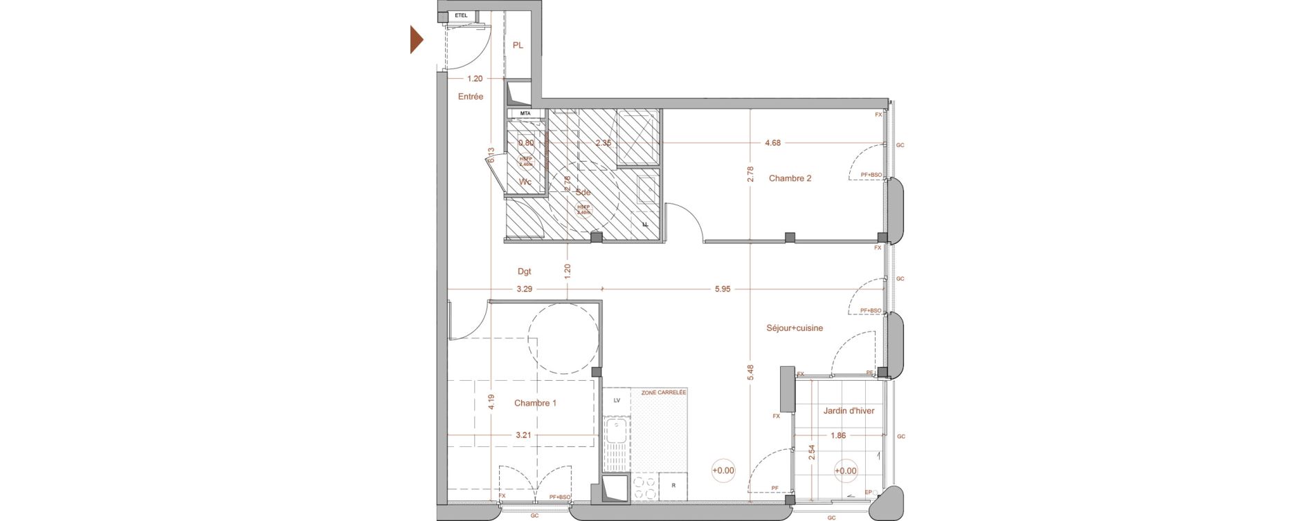 Appartement T3 de 71,50 m2 &agrave; Nantes Mellinet