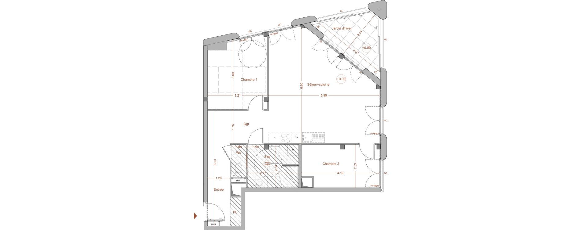 Appartement T3 de 70,90 m2 &agrave; Nantes Mellinet