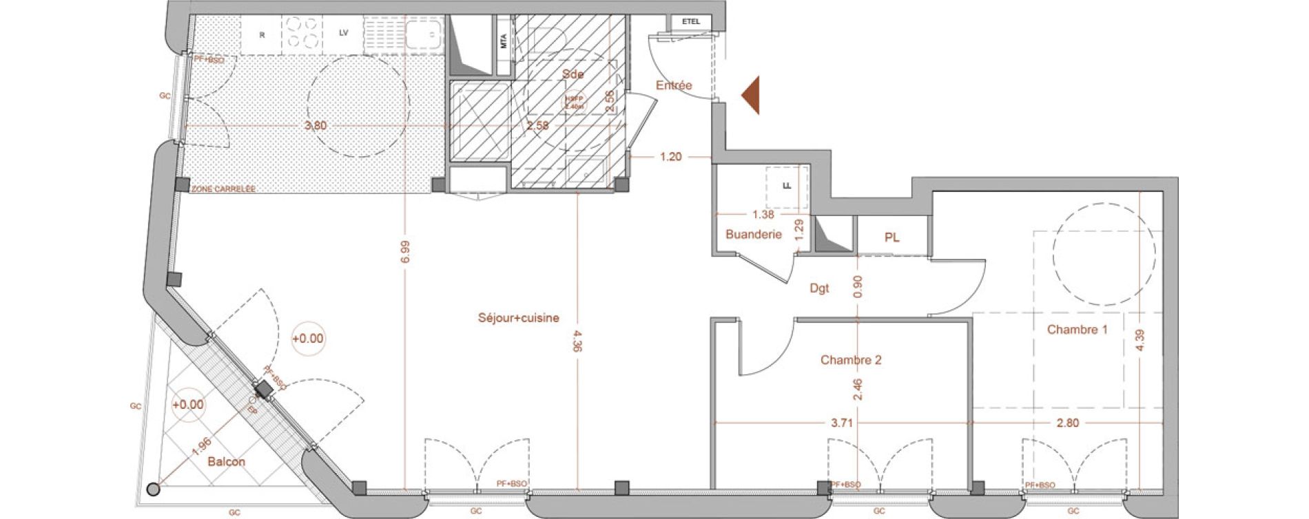 Appartement T3 de 76,40 m2 &agrave; Nantes Mellinet