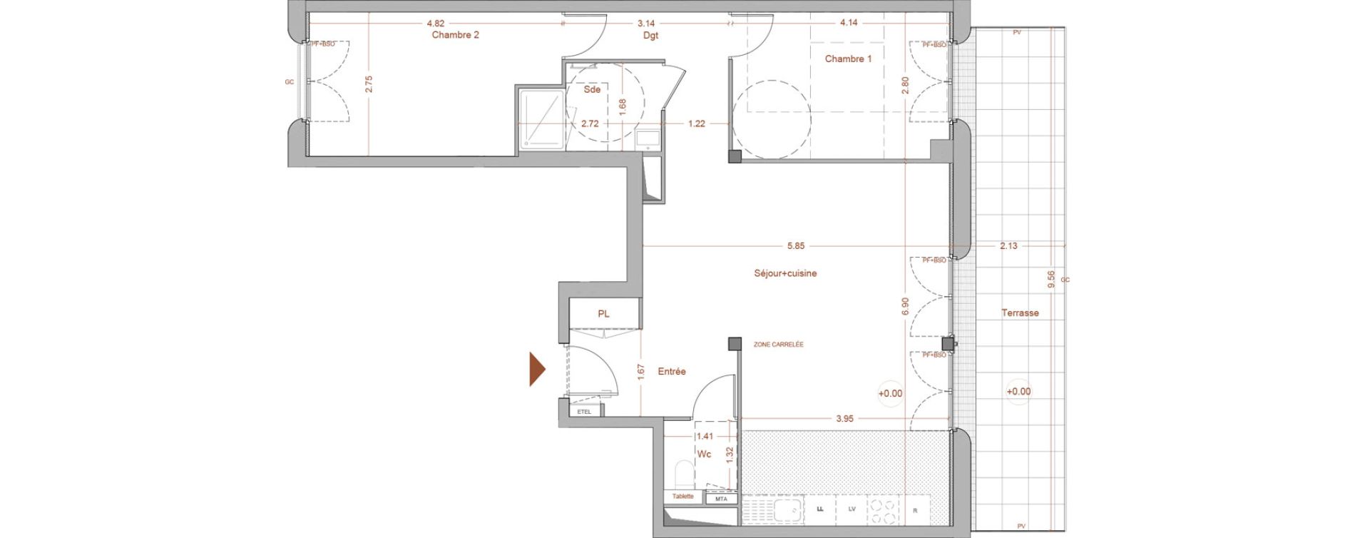 Appartement T3 de 73,40 m2 &agrave; Nantes Mellinet