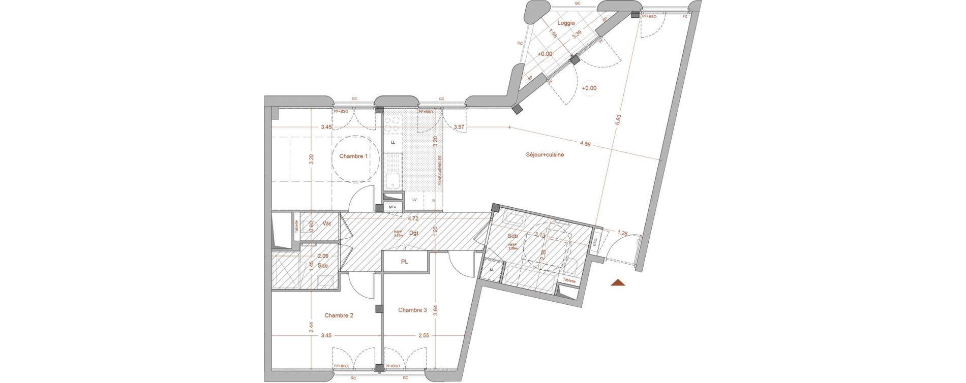 Appartement T4 de 87,50 m2 &agrave; Nantes Mellinet