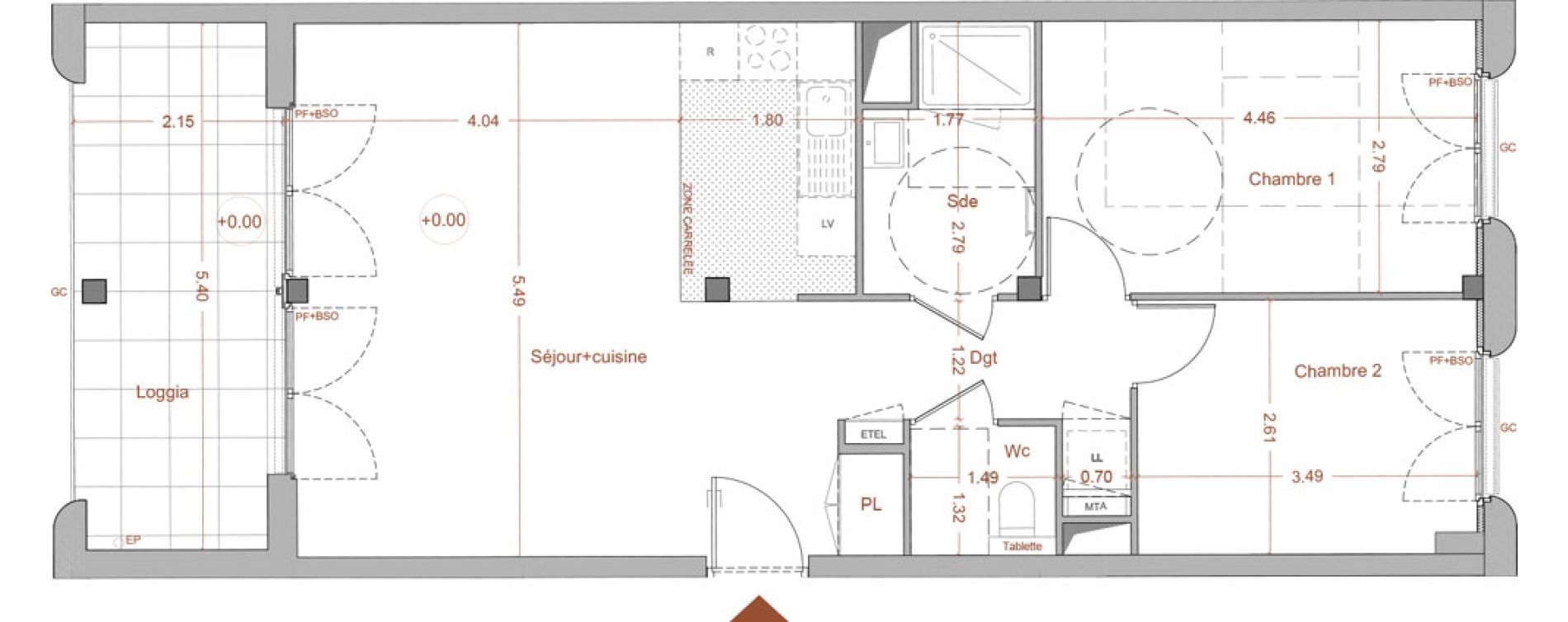 Appartement T3 de 63,60 m2 &agrave; Nantes Mellinet