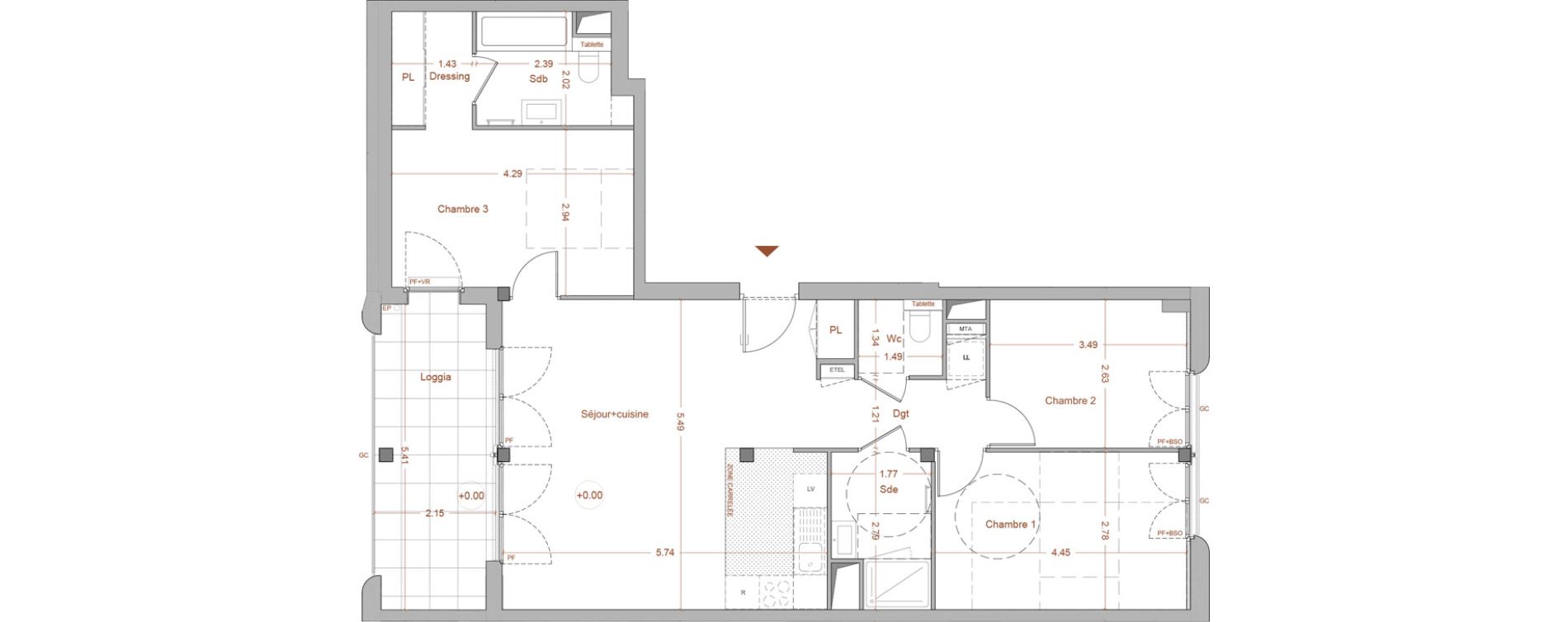 Appartement T4 de 83,50 m2 &agrave; Nantes Mellinet