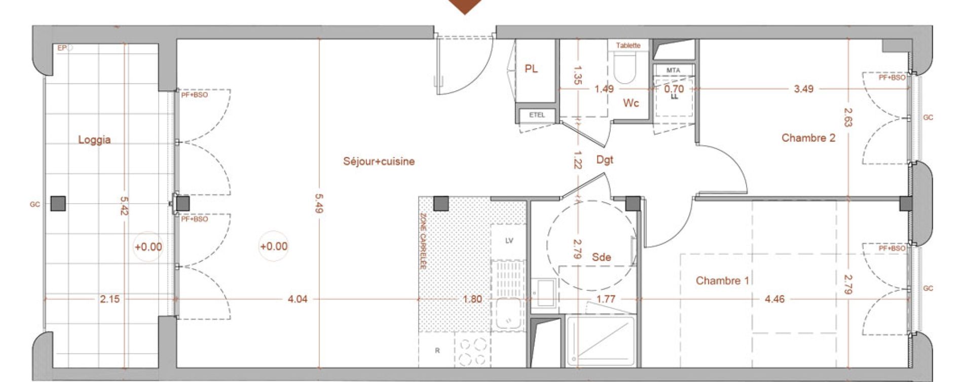 Appartement T3 de 63,70 m2 &agrave; Nantes Mellinet