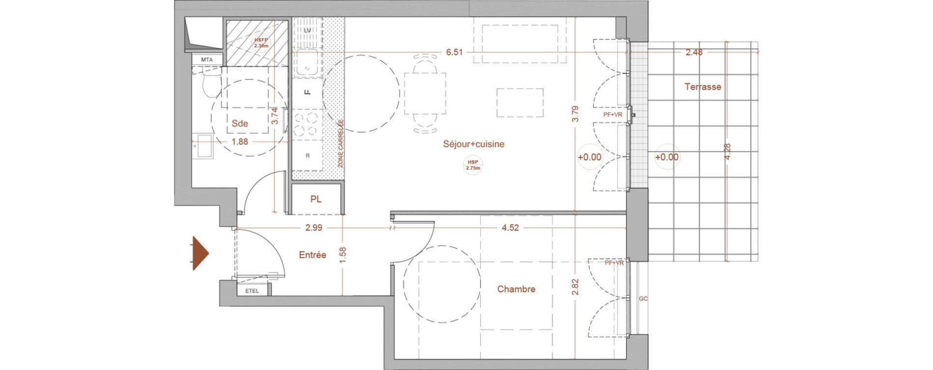 Appartement T2 de 47,80 m2 &agrave; Nantes Mellinet