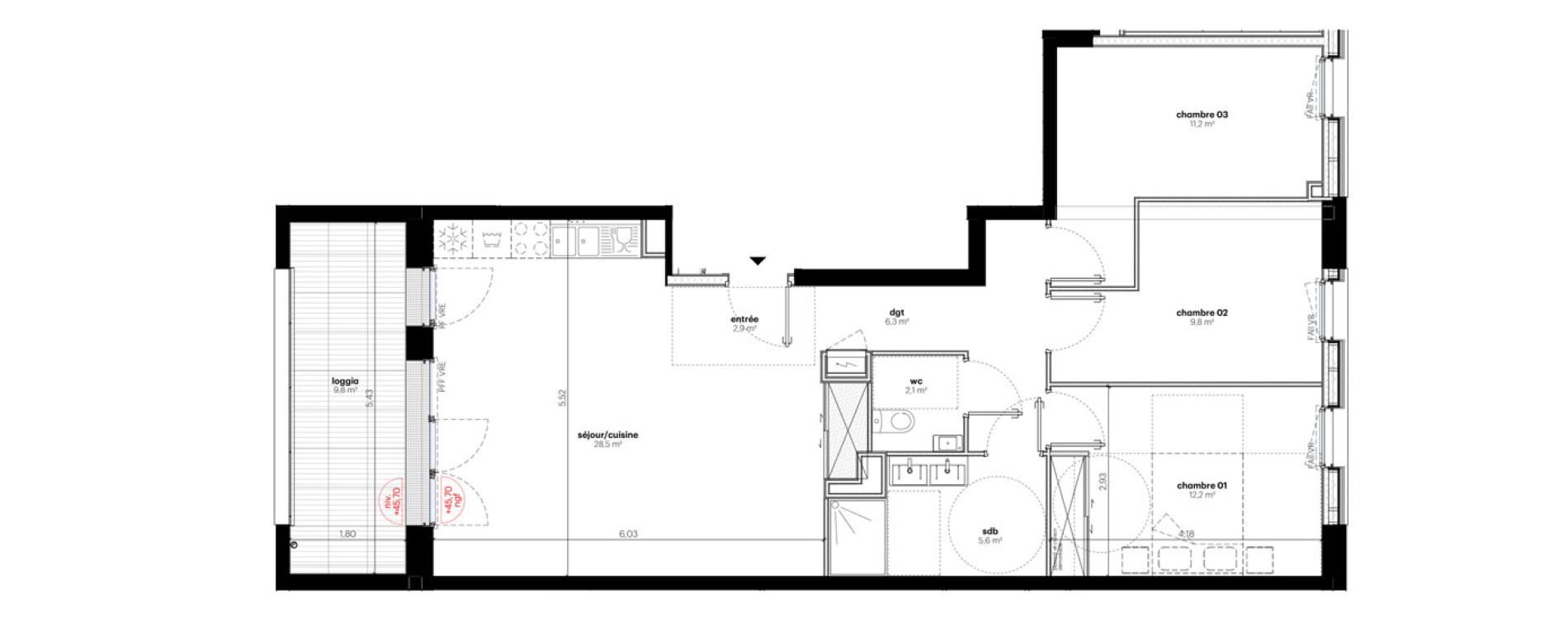 Appartement T4 de 78,60 m2 &agrave; Nantes Grand bellevue