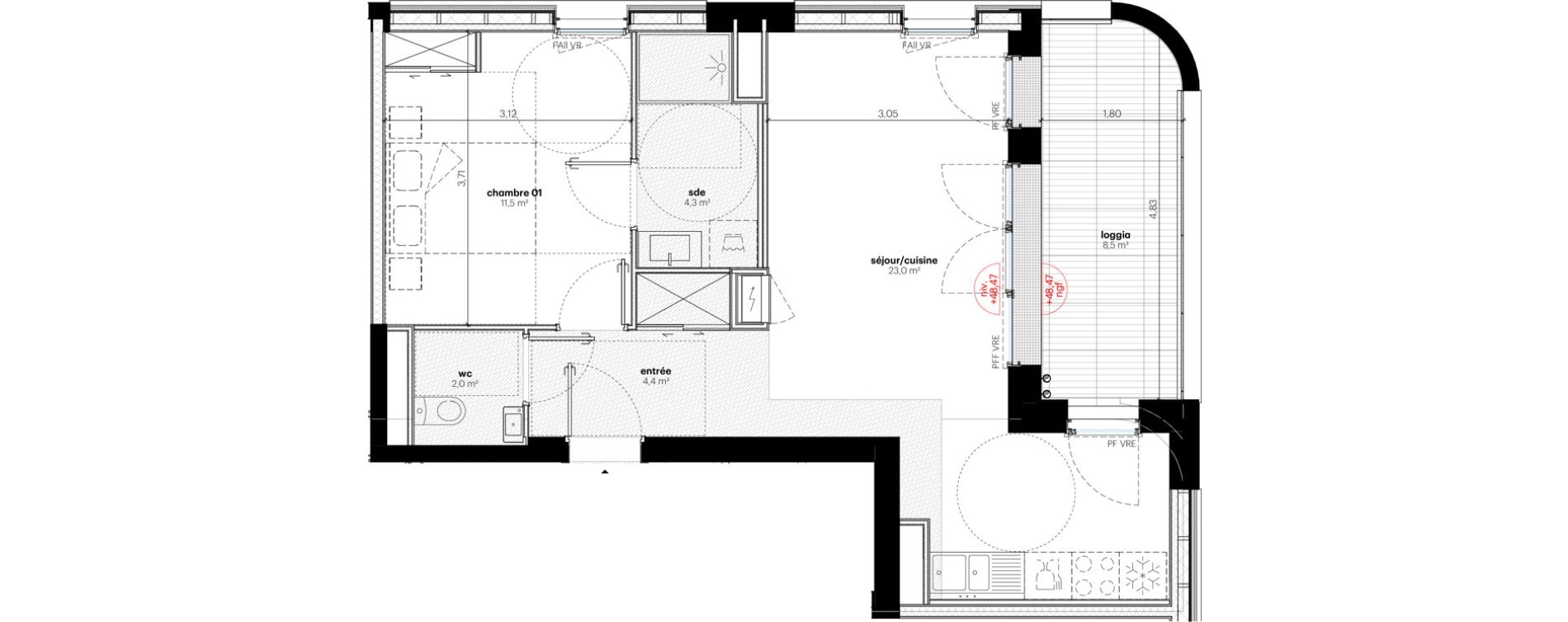 Appartement T2 de 45,20 m2 &agrave; Nantes Grand bellevue