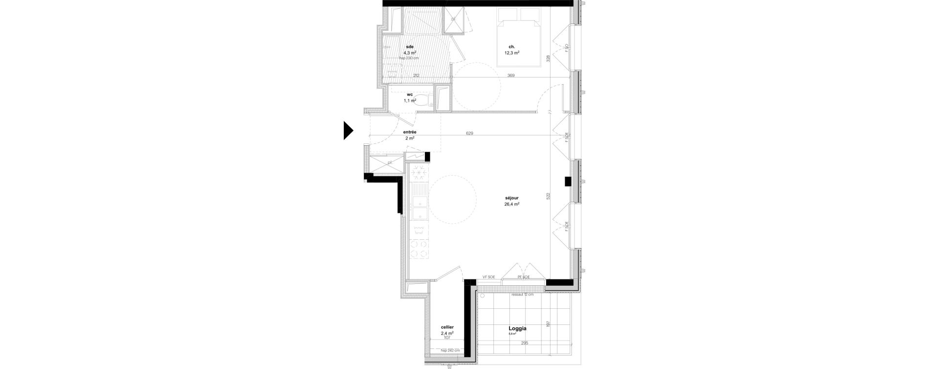 Appartement T2 de 48,50 m2 &agrave; Nantes Grand bellevue