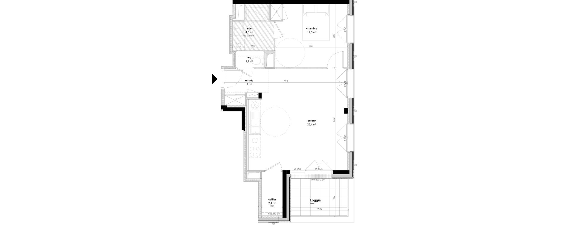 Appartement T2 de 48,50 m2 &agrave; Nantes Grand bellevue