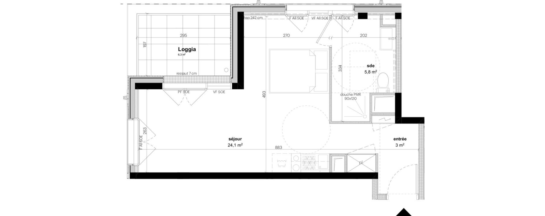 Appartement T1 de 32,90 m2 &agrave; Nantes Grand bellevue