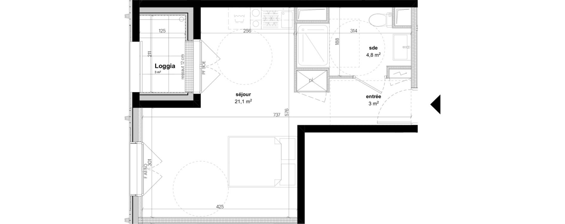 Appartement T1 de 28,90 m2 &agrave; Nantes Grand bellevue