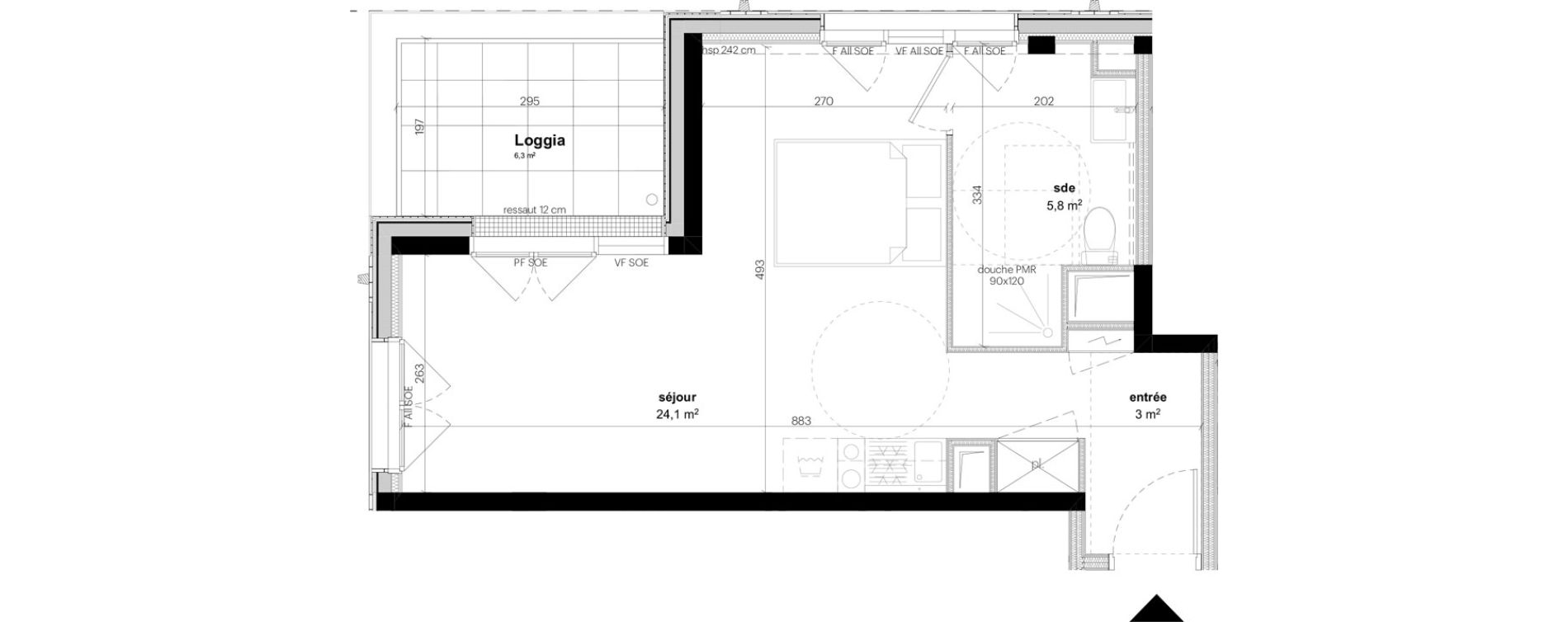 Appartement T1 de 32,90 m2 &agrave; Nantes Grand bellevue