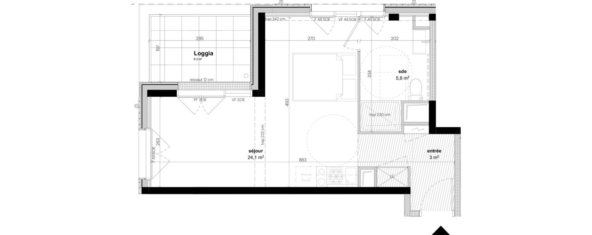 Appartement T1 de 32,90 m2 &agrave; Nantes Grand bellevue