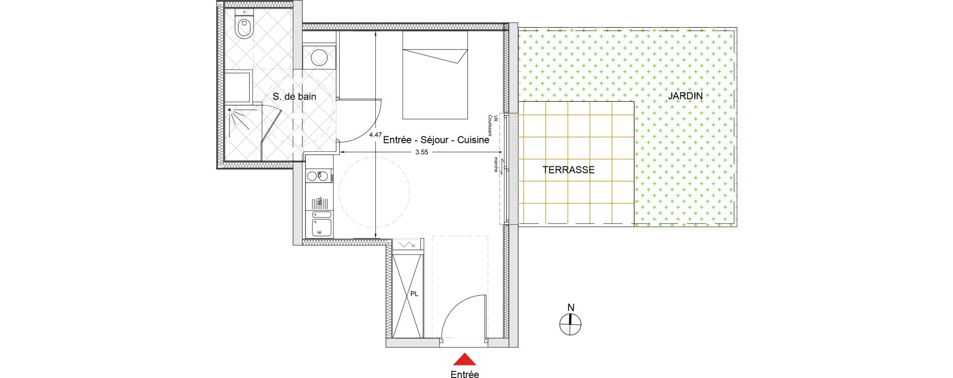 Appartement T1 de 28,30 m2 &agrave; Nantes La chantrerie