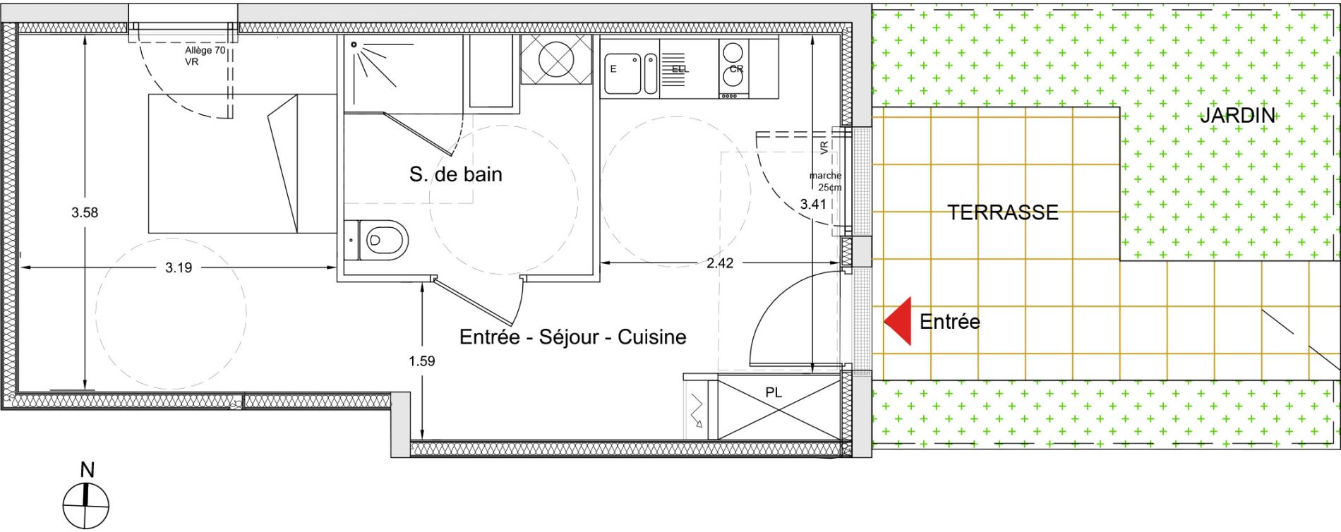 Appartement T1 de 30,50 m2 &agrave; Nantes La chantrerie