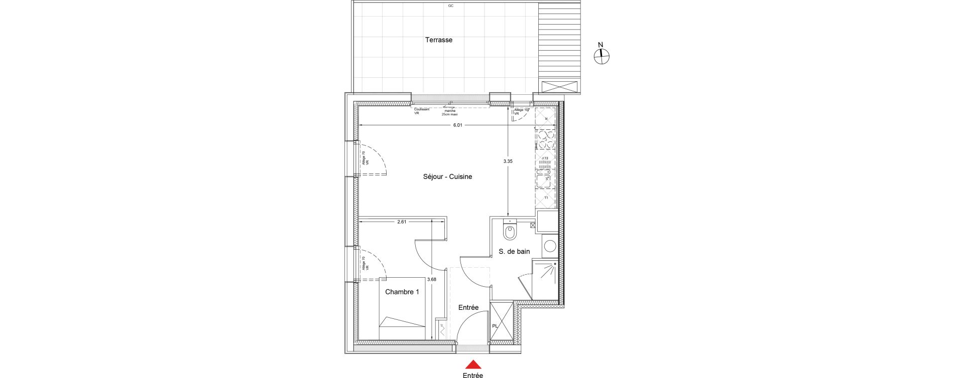 Appartement T2 de 39,70 m2 &agrave; Nantes La chantrerie