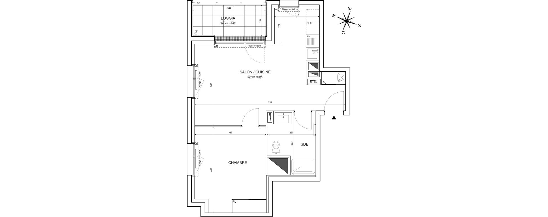 Appartement T2 de 45,05 m2 &agrave; Nantes La chantrerie