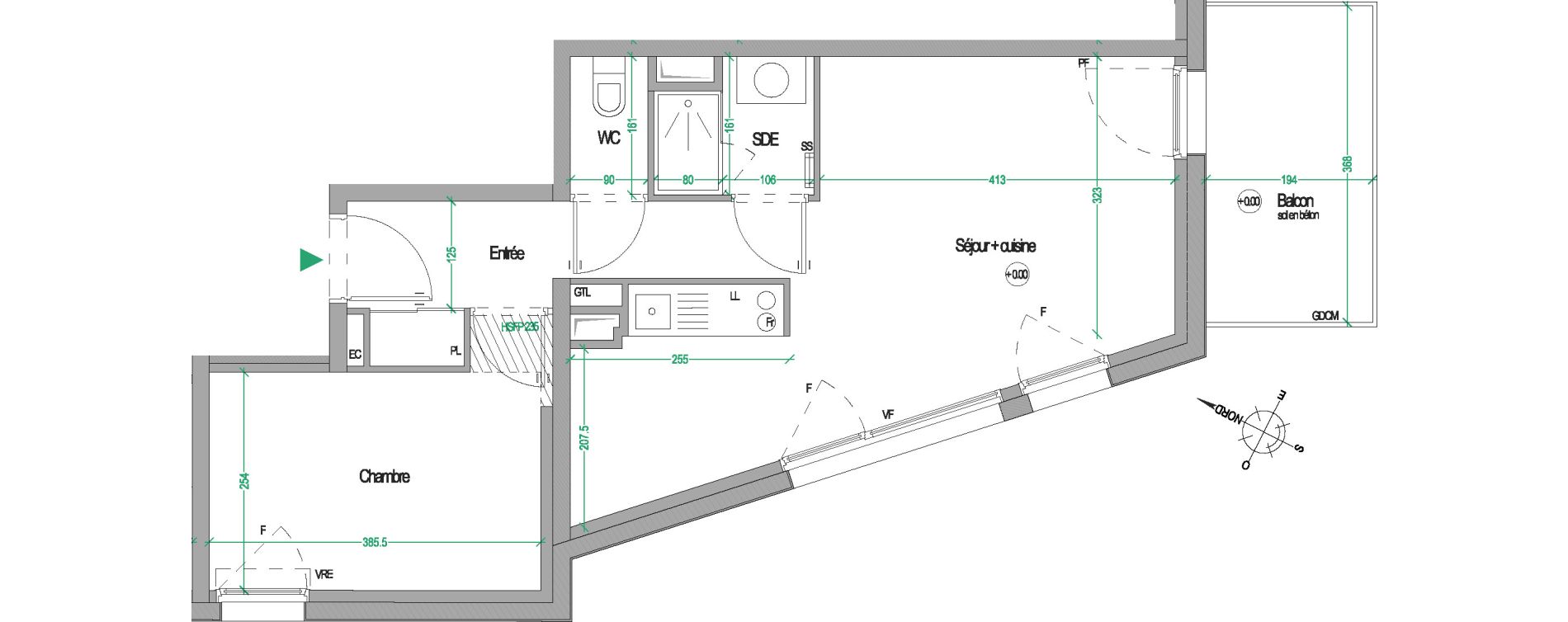 Appartement T2 de 43,50 m2 &agrave; Nantes Pont du cens