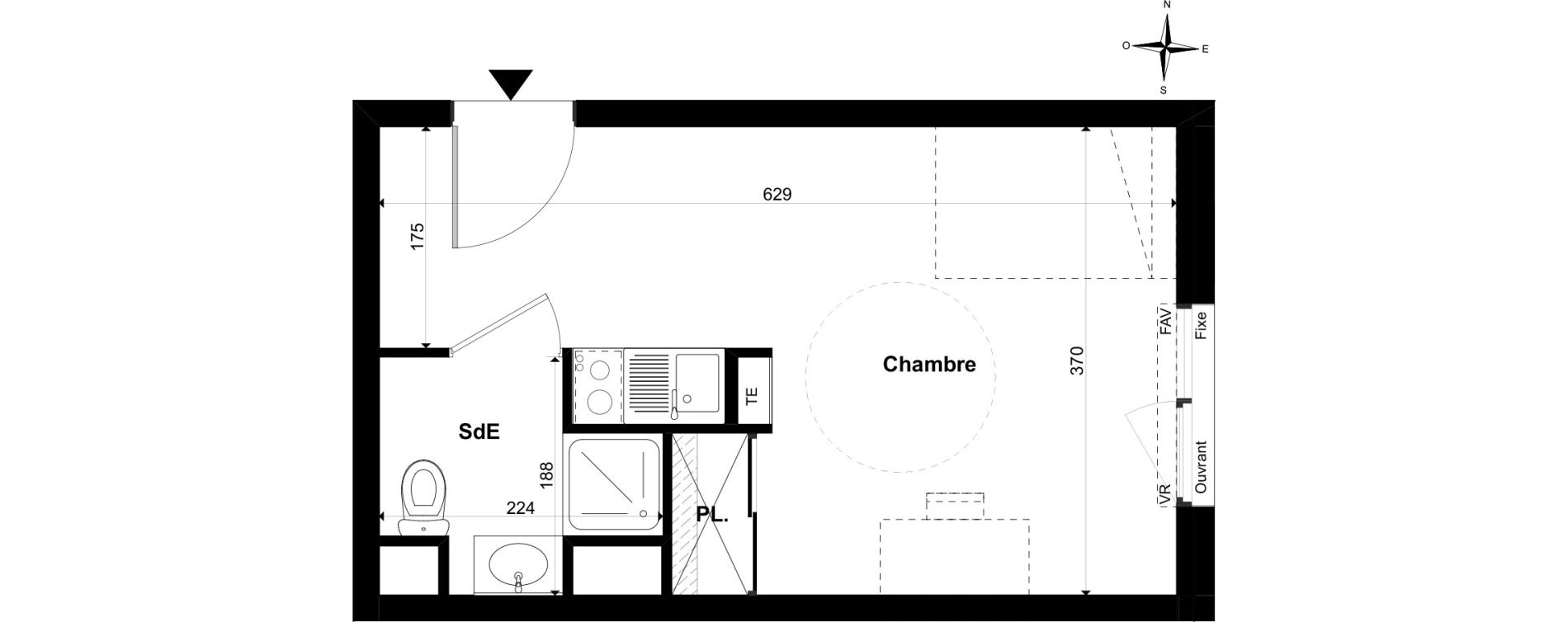 Appartement T1 de 22,22 m2 &agrave; Nantes La chantrerie