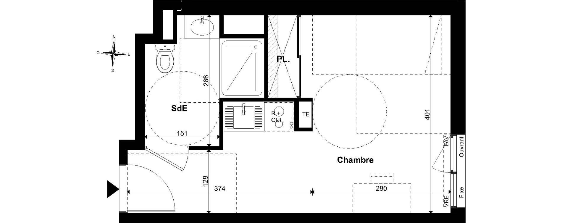 Appartement T1 de 24,01 m2 &agrave; Nantes La chantrerie