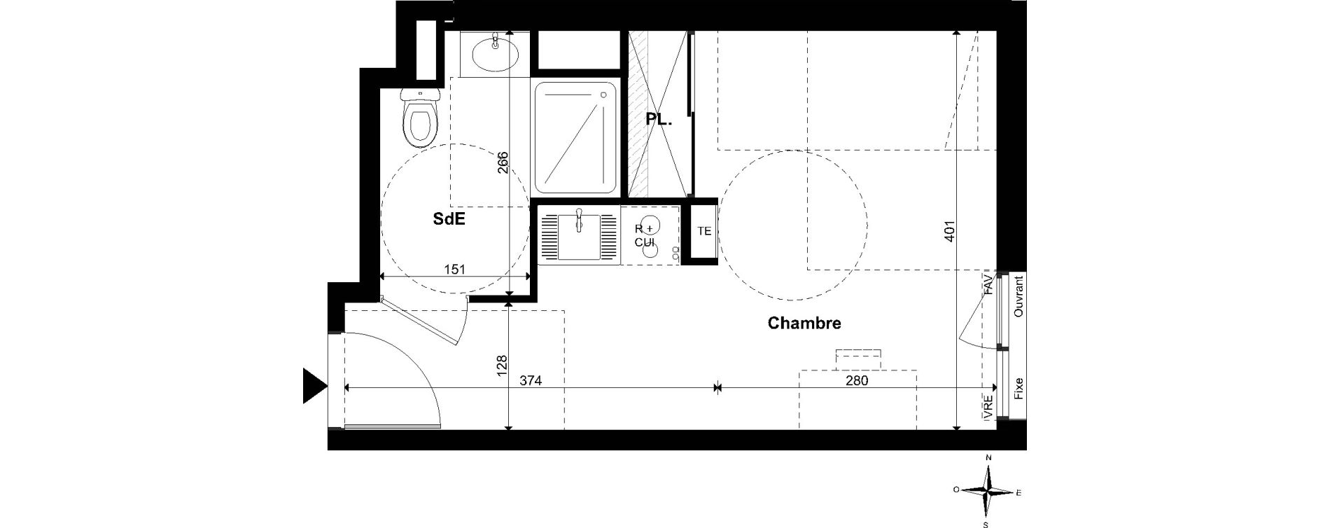 Appartement T1 de 24,01 m2 &agrave; Nantes La chantrerie