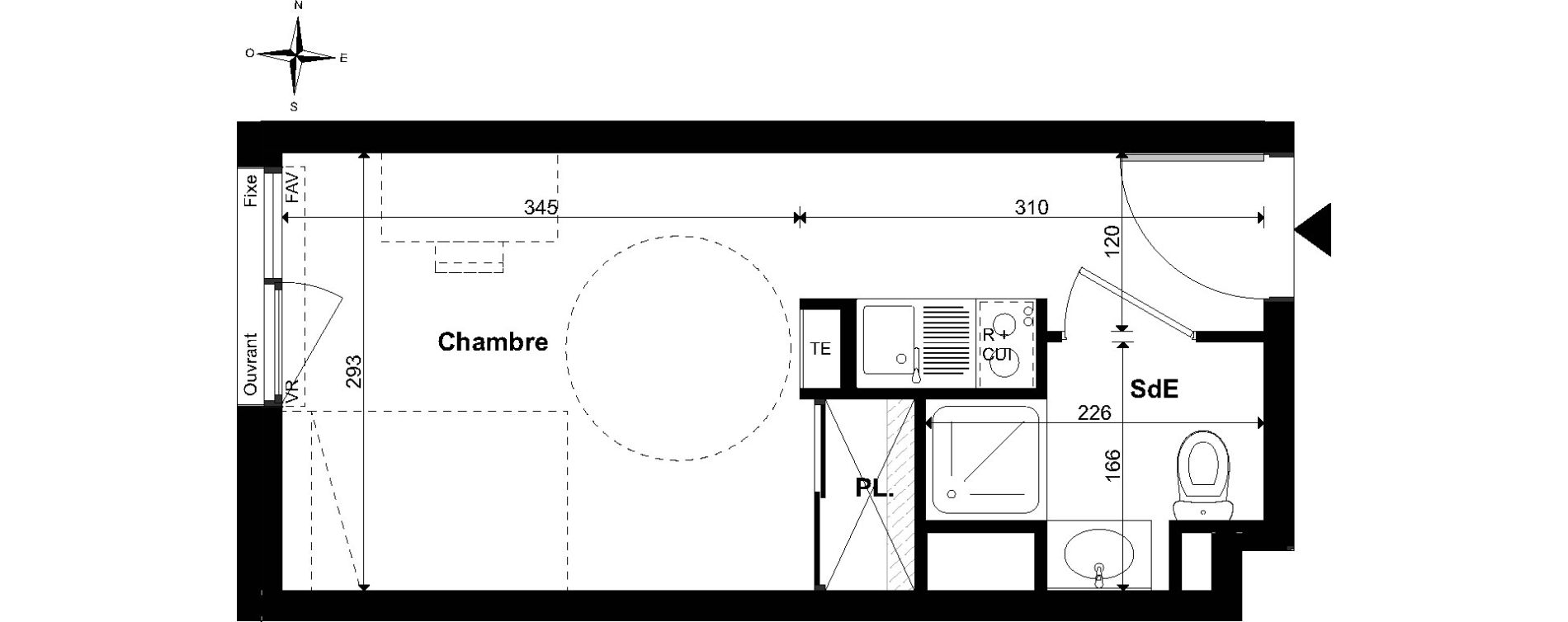 Studio de 18,11 m2 &agrave; Nantes La chantrerie