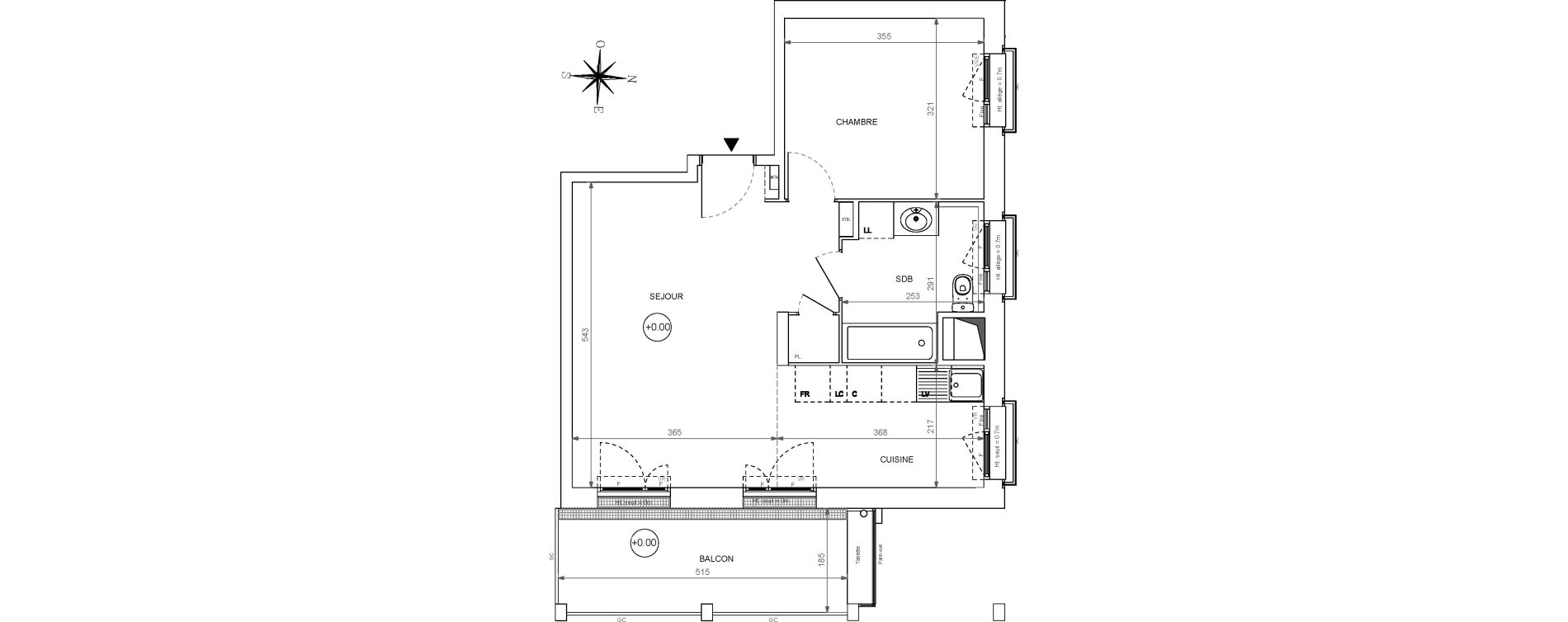 Appartement T2 de 48,78 m2 &agrave; Nantes Euronantes