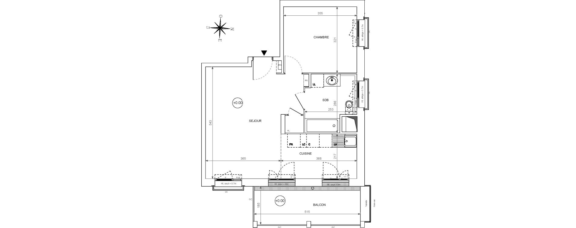 Appartement T2 de 48,78 m2 &agrave; Nantes Euronantes