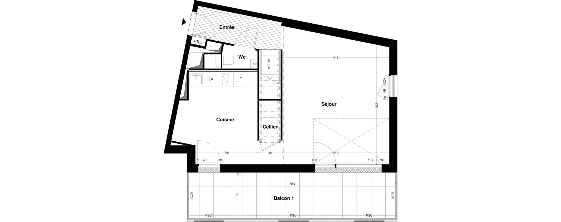 Duplex T3 de 80,48 m2 &agrave; Nantes Saint jacques