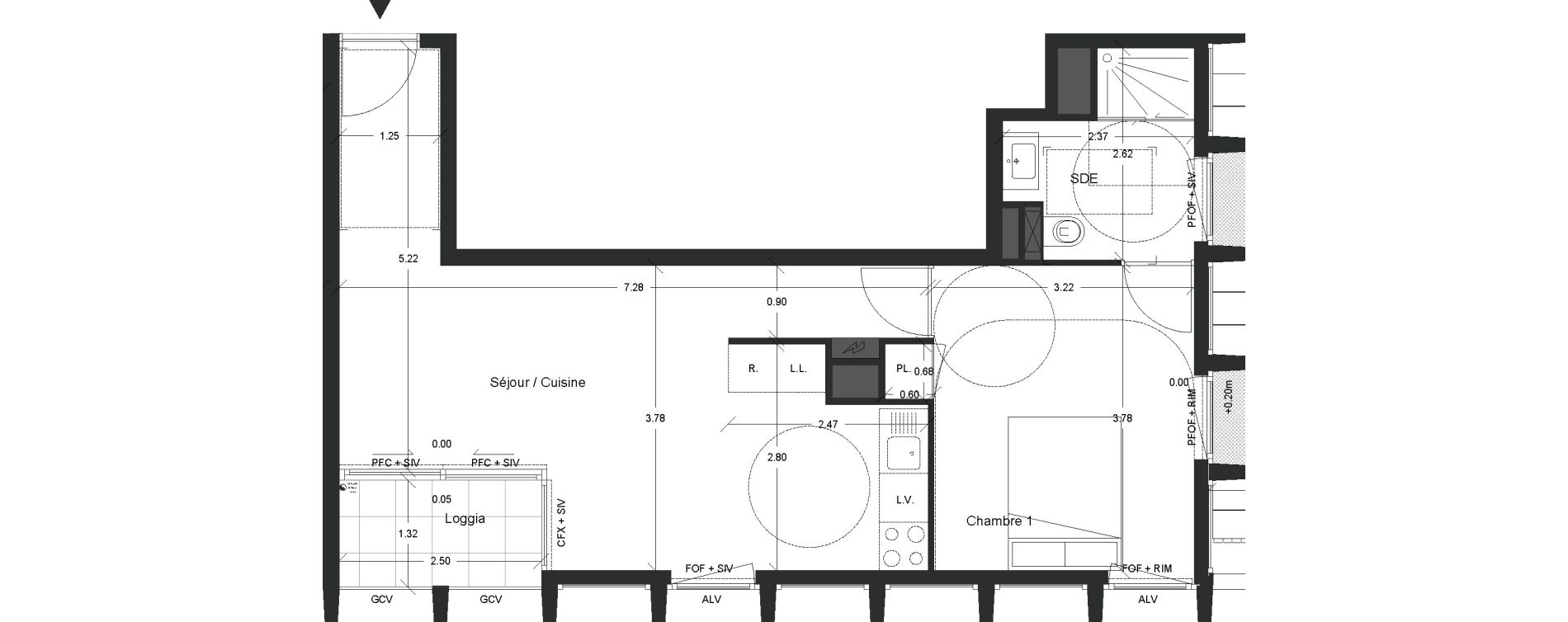 Appartement T2 de 43,87 m2 &agrave; Nantes Beaulieu