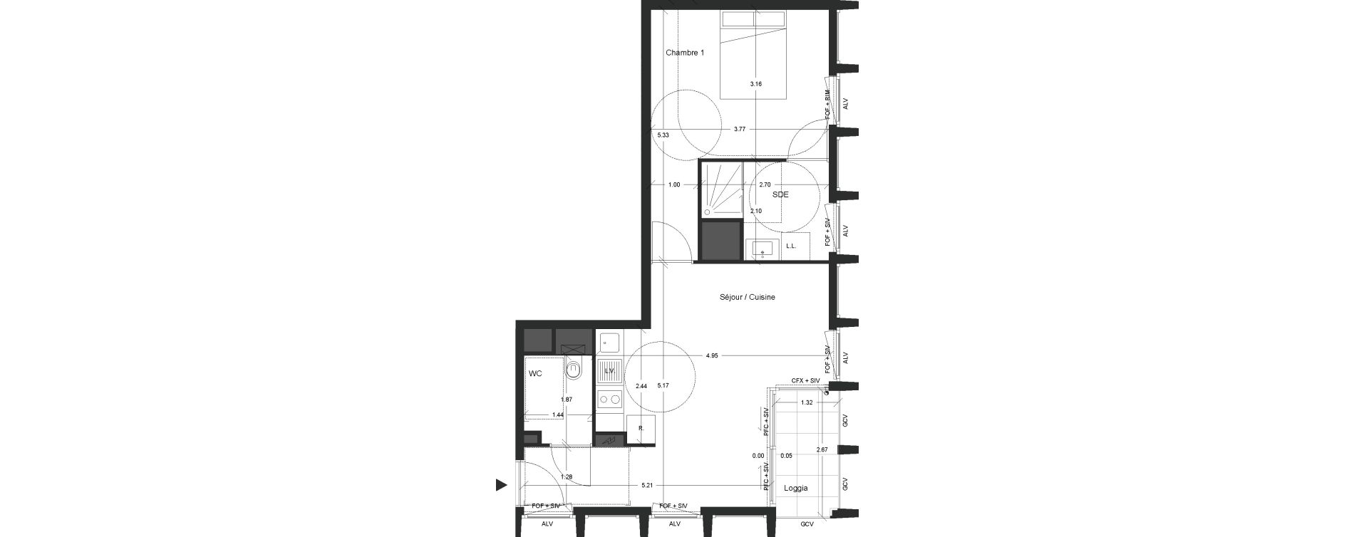 Appartement T2 de 44,05 m2 &agrave; Nantes Beaulieu