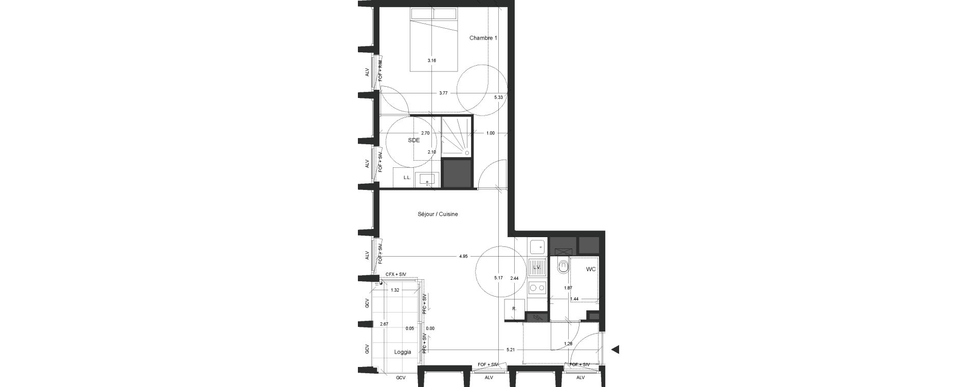 Appartement T2 de 44,05 m2 &agrave; Nantes Beaulieu