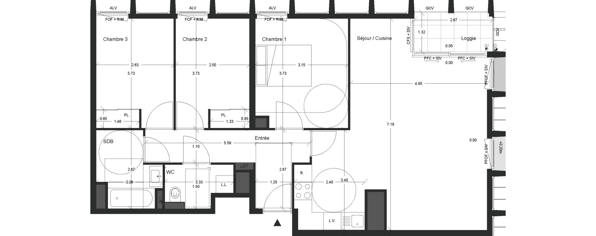 Appartement T4 de 81,22 m2 &agrave; Nantes Beaulieu