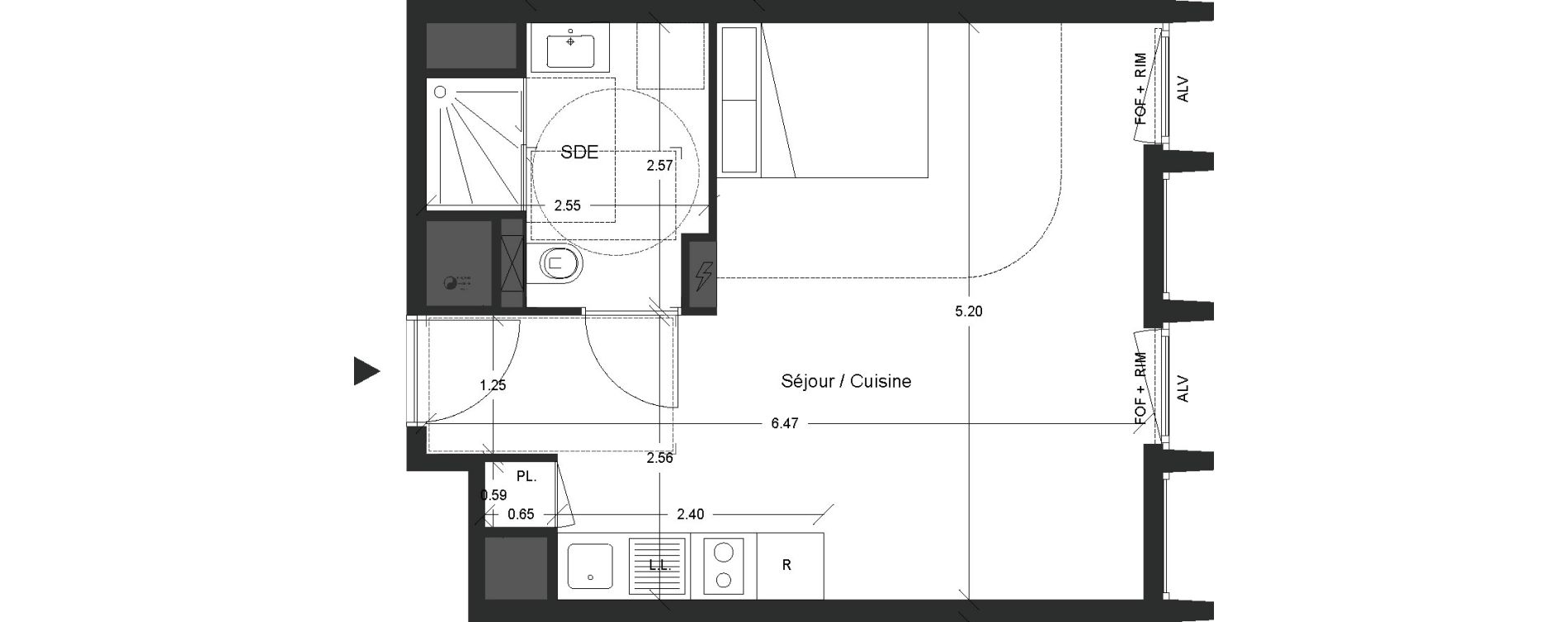 Appartement T1 de 30,69 m2 &agrave; Nantes Beaulieu