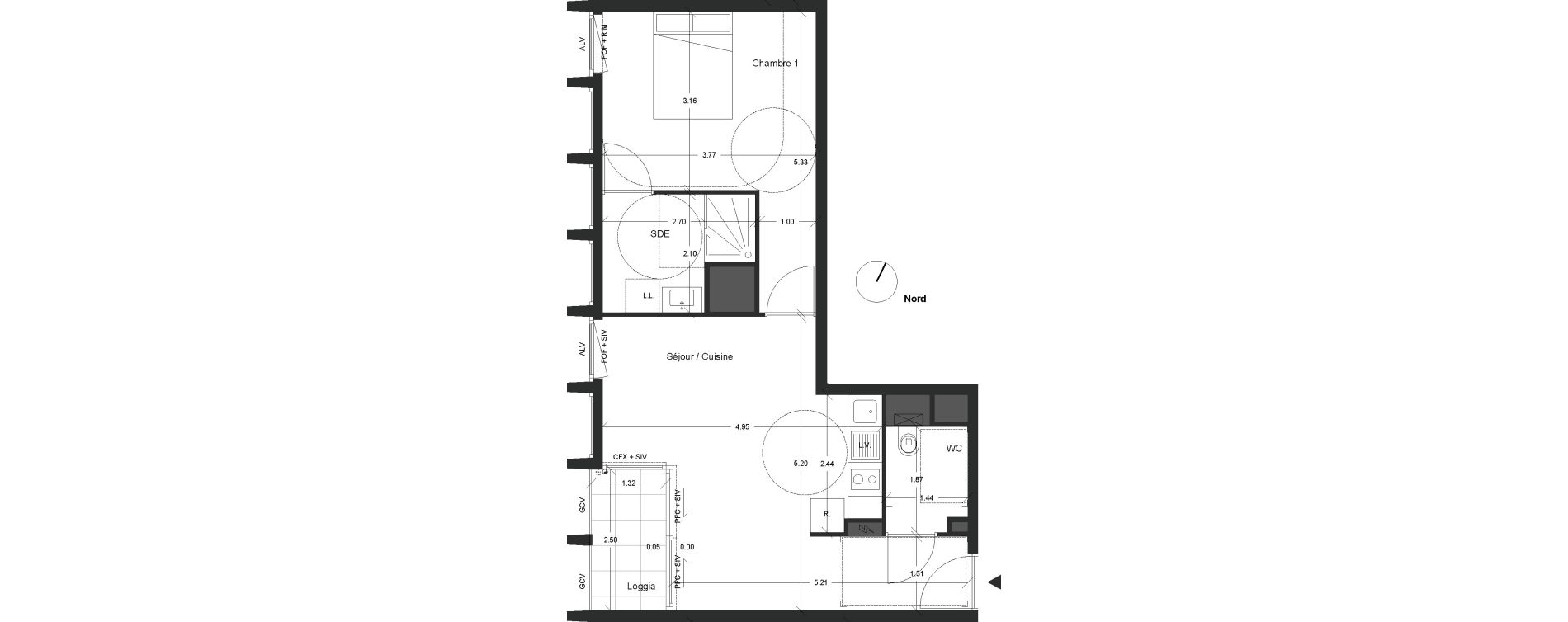 Appartement T2 de 44,21 m2 &agrave; Nantes Beaulieu