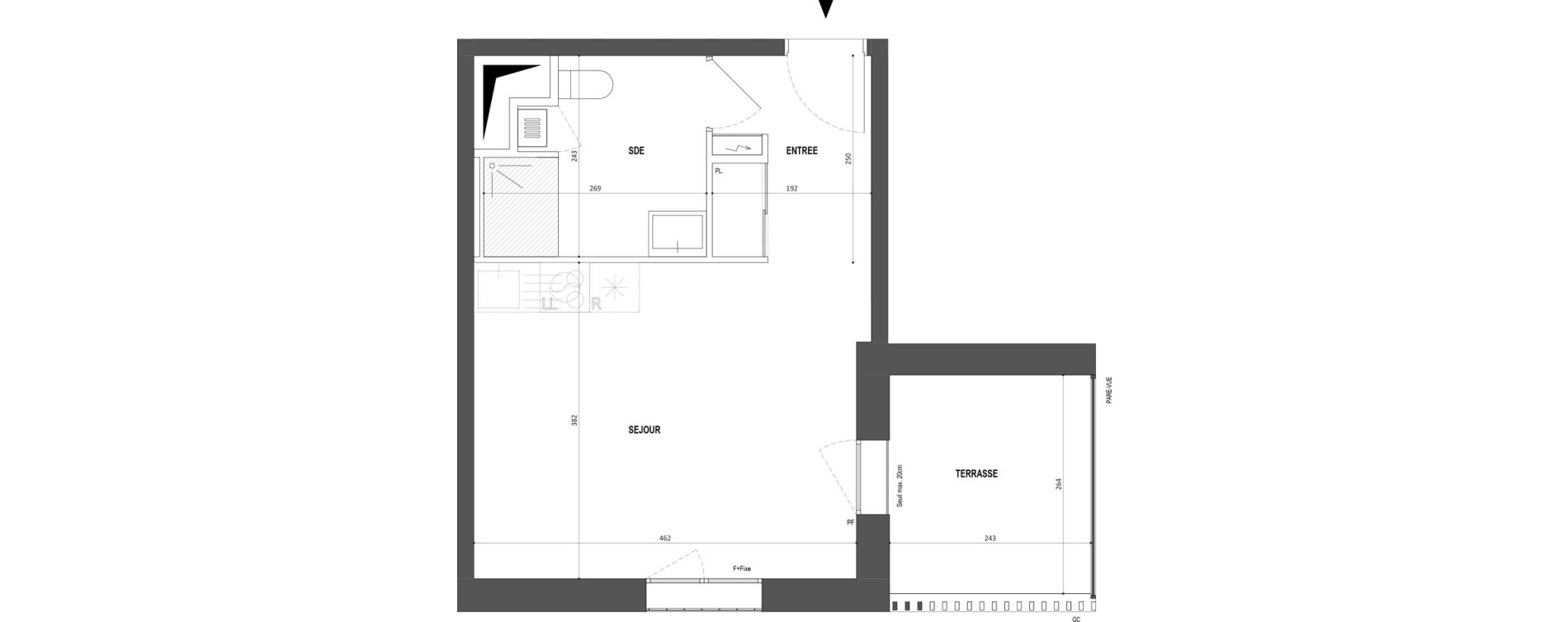 Appartement T1 de 27,81 m2 &agrave; Nantes Botti&egrave;re-ch&eacute;naie