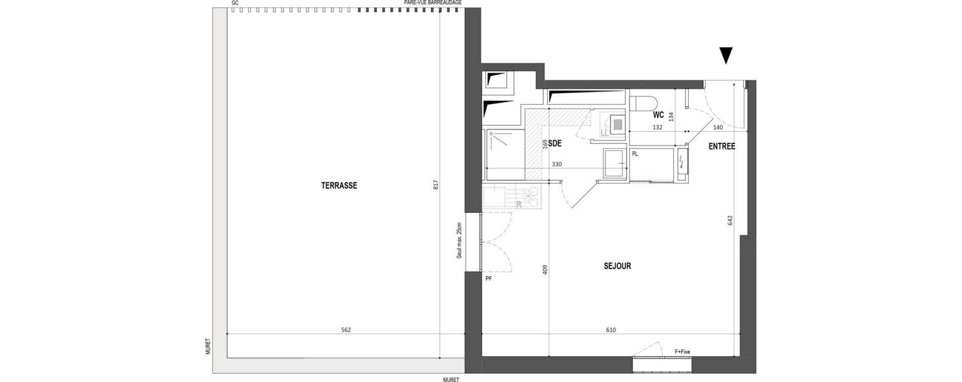 Appartement T1 de 35,44 m2 &agrave; Nantes Botti&egrave;re-ch&eacute;naie