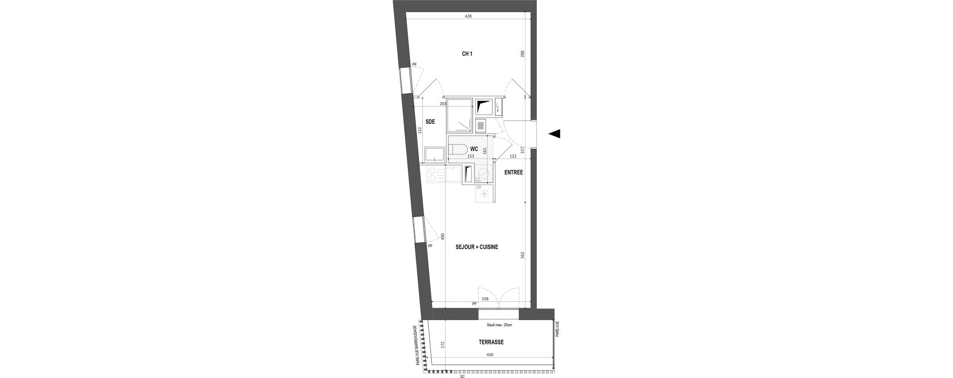 Appartement T2 de 36,62 m2 &agrave; Nantes Botti&egrave;re-ch&eacute;naie