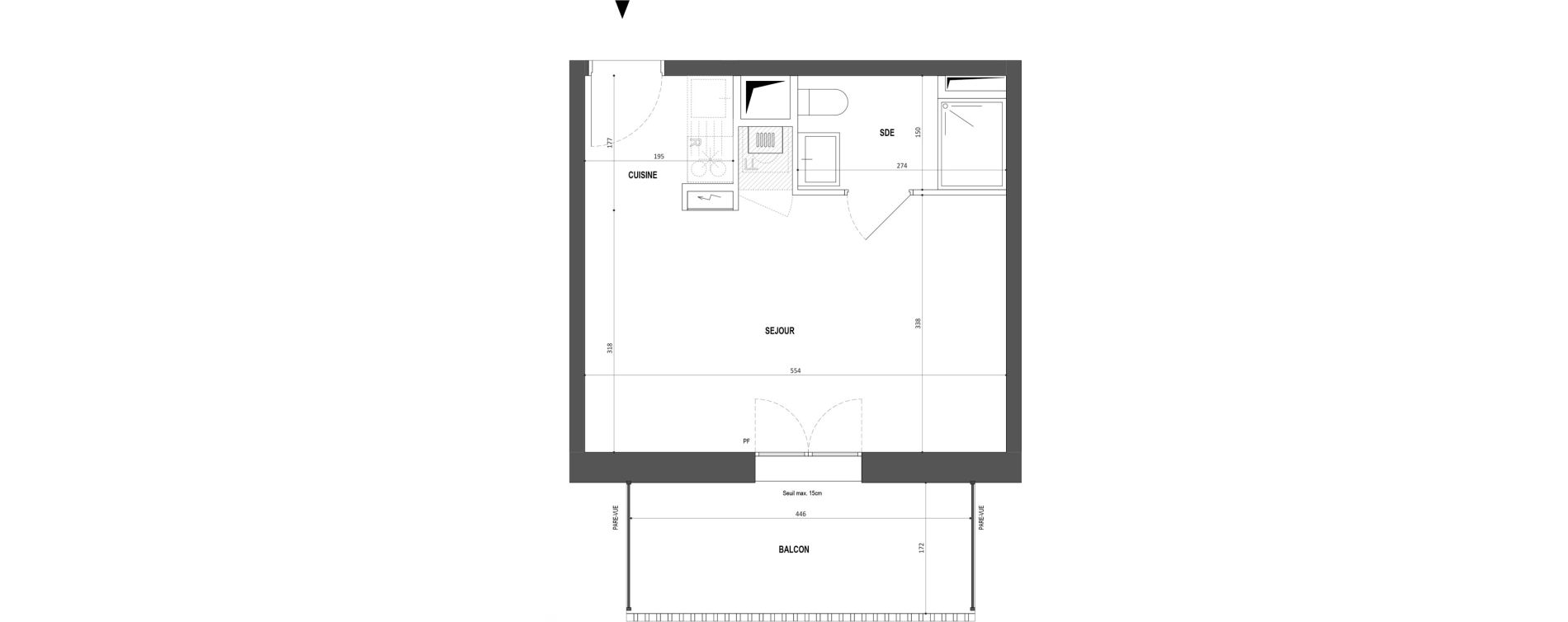 Appartement T1 de 26,02 m2 &agrave; Nantes Botti&egrave;re-ch&eacute;naie