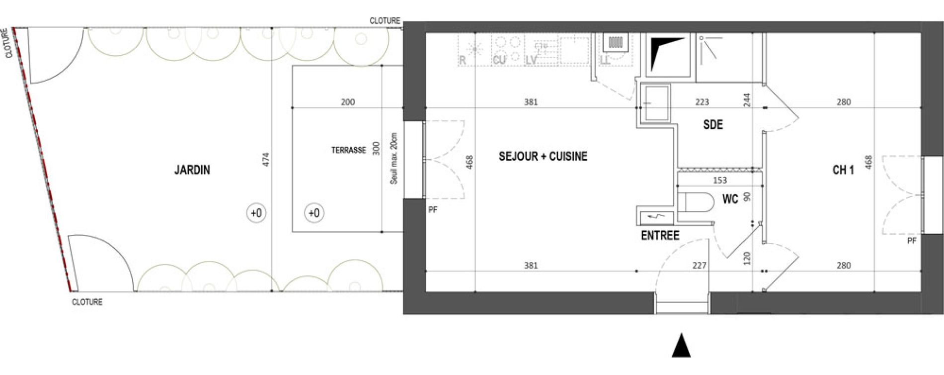 Appartement T2 de 39,20 m2 &agrave; Nantes Botti&egrave;re-ch&eacute;naie