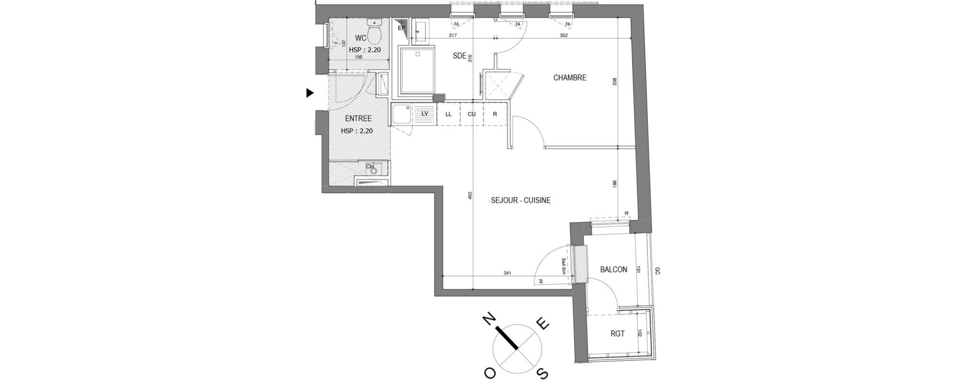 Appartement T2 de 43,83 m2 &agrave; Nantes Saint joseph de porterie