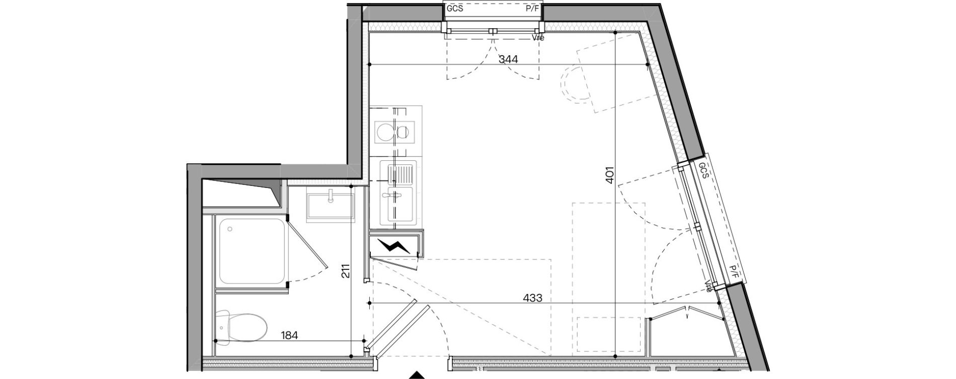 Appartement T1 meubl&eacute; de 18,95 m2 &agrave; Nantes Talensac