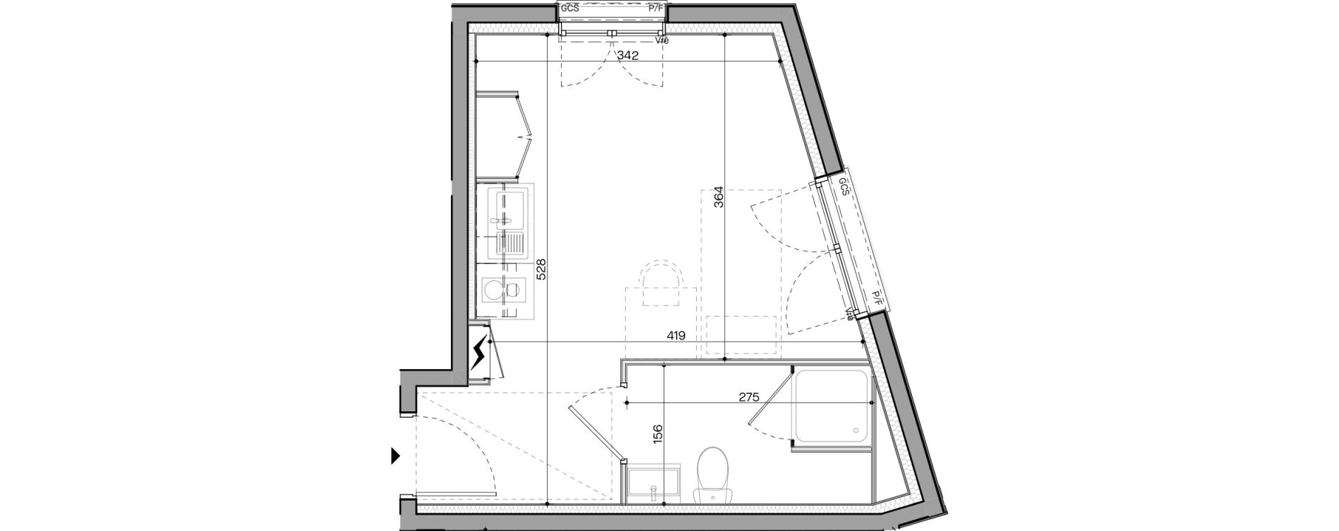 Appartement T1 meubl&eacute; de 21,76 m2 &agrave; Nantes Talensac