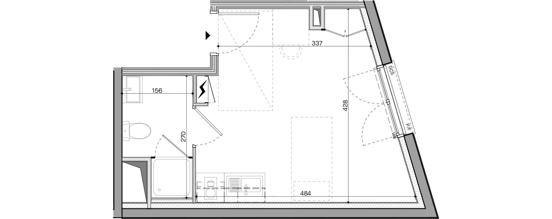 Appartement T1 meubl&eacute; de 20,85 m2 &agrave; Nantes Talensac