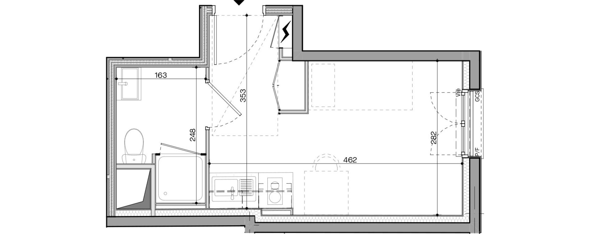 Appartement T1 meubl&eacute; de 17,30 m2 &agrave; Nantes Talensac