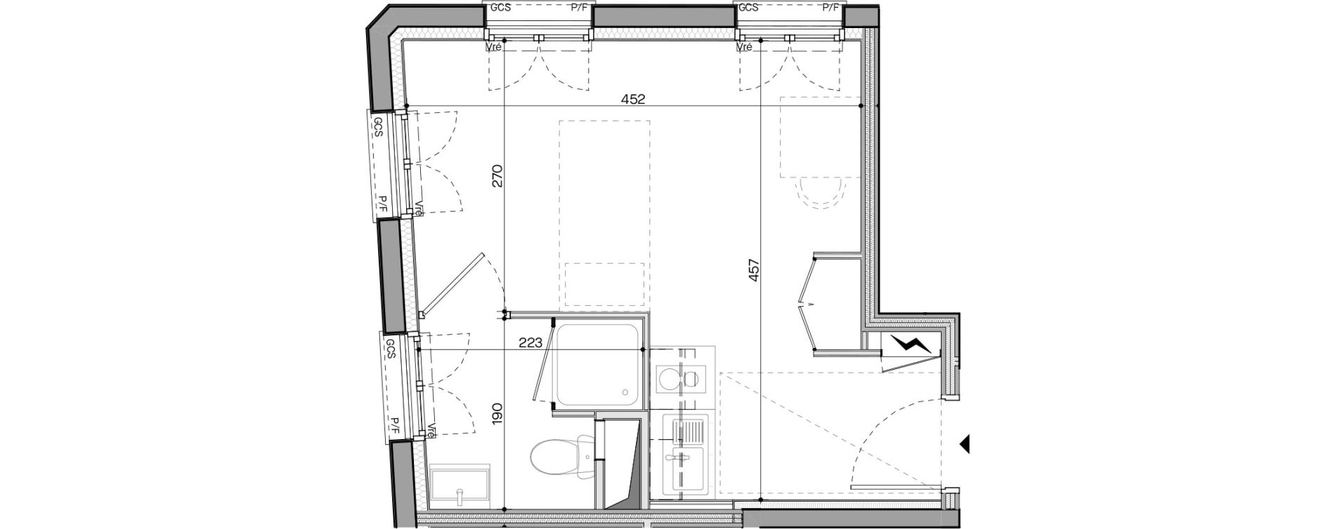 Appartement T1 meubl&eacute; de 20,71 m2 &agrave; Nantes Talensac