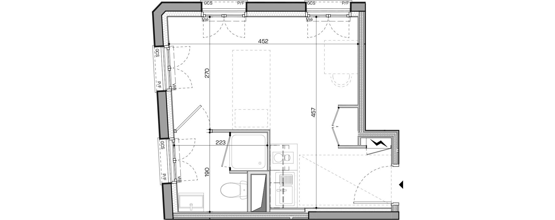 Appartement T1 meubl&eacute; de 20,71 m2 &agrave; Nantes Talensac